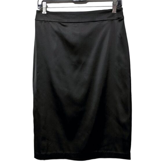 TADASHI SHOJI Stretch Satin Skirt Black 8 - Picture 2 of 6